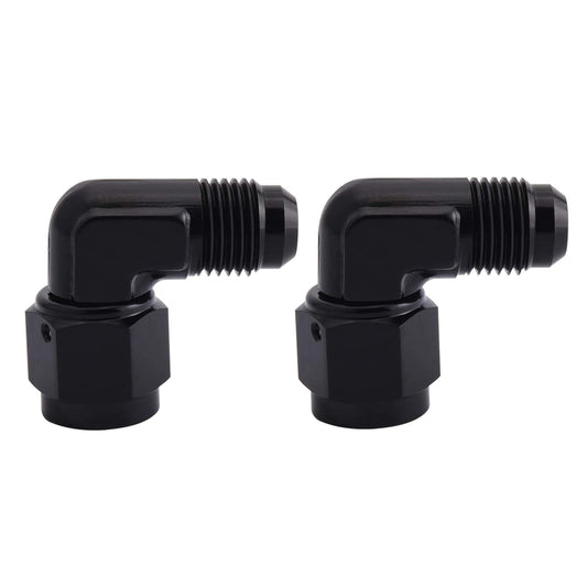 EVIL ENERGY 4AN Female to AN4 Male Flare 90 Degree Swivel Fitting Adapter Aluminum Black 2PCS