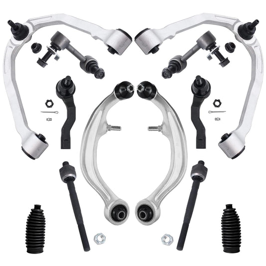 Detroit Axle - RWD Front 12pc Control Arms Kit for 03-07 INFINITI G35, 03-09 Nissan 350Z, 4 Control Arms 4 Tie Rods 2 Sway Bars