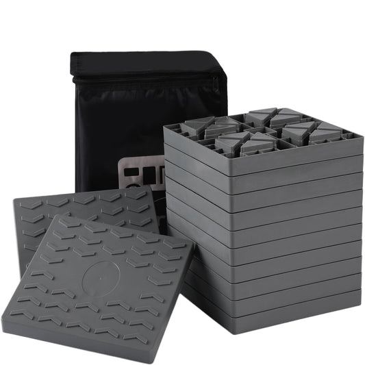 Keltrion 12 Packs Camper/RV Leveling Blocks Suitable for 4 Wheels Interlocking and Anti-Slip Design with Carrying Bag Heavy-Duty
