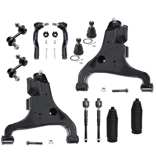 Detroit Axle - 12pc Front End Suspension Kit for 2004-2010 Infiniti QX56, 2004-2015 Nissan Titan Pathfinder Armada, Lower Contro