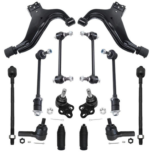 Detroit Axle - Front 14pc Suspension Kit for 1996-2004 Nissan Pathfinder Infiniti QX4, 2 Lower Control Arms 2 Ball Joints 4 Fron