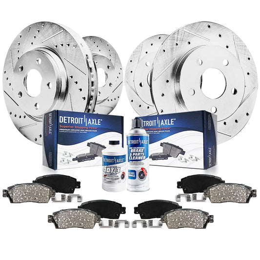 Detroit Axle - Brake Kit for 2004-2005 2009-2012 Chevrolet Malibu, 2006-2010 Pontiac G6, 2007-2009 Saturn Aura, Drilled Slotted