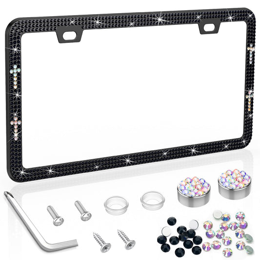 SHARE&CARE Bling License Plate Frame, Crystal License Plate Cover, Car License Plate Holder with Rhinestone Screw Set, Women Gif