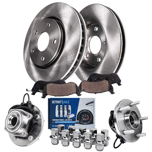 Detroit Axle - Front Brake Kit for Routan Chrysler Town & Country Dodge Grand Caravan Ram C/V, Disc Brake Rotors Ceramic Brakes